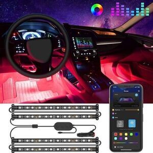 Interior Car Lights, LED Car Strip Lights with Two-Line‎ Waterproof Design